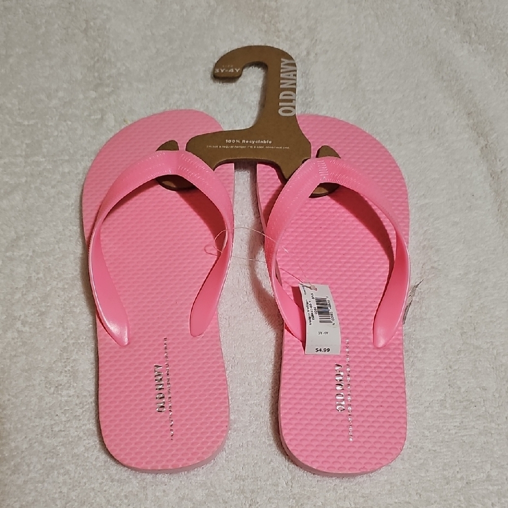Old Navy Pink Flip-Flops (Partially Plant-Based) Girls 3Y-4Y New